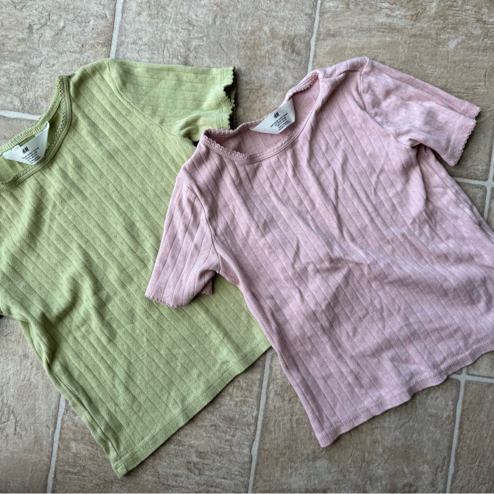 Kids Short Sleeve Tees - Green and Pink